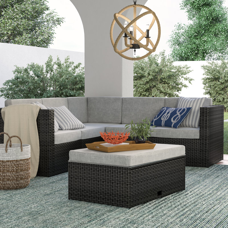 Sol 72 Outdoor™ McNab 4 Piece Rattan Sectional Seating Group with